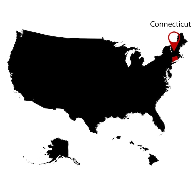 Kaart van de Amerikaanse staat Connecticut