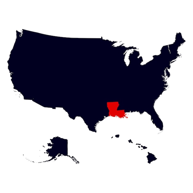 Kaart van de Amerikaanse staat Louisiana