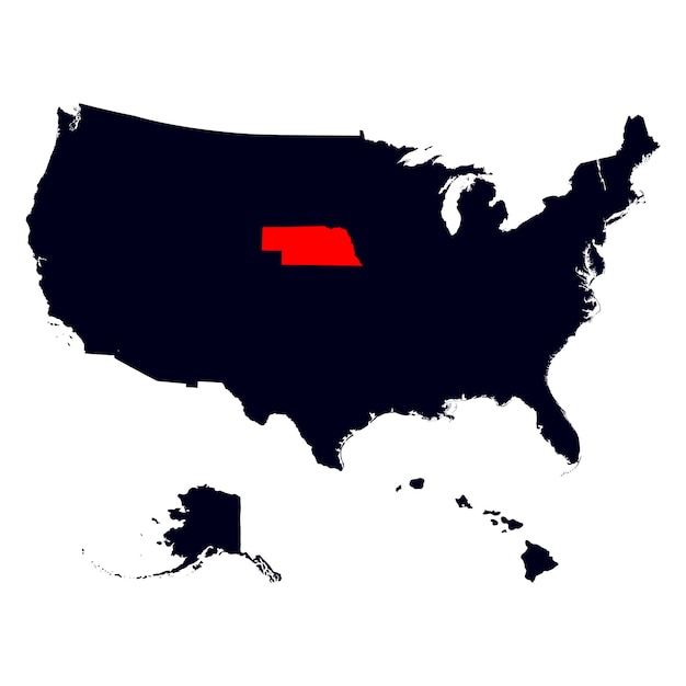 Kaart van de Amerikaanse staat Nebraska