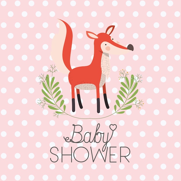 kaart van de baby douche met schattige fox