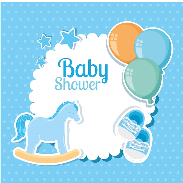 Kaart van de babydouche met schattige decoratie