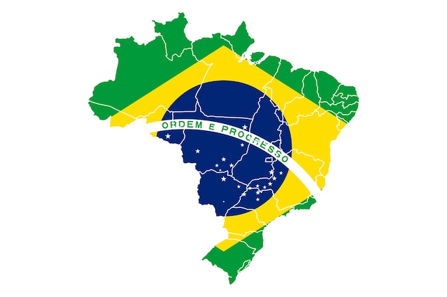 Vector kaart van de braziliaanse vlag op een witte achtergrond