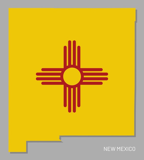 Kaart van de federale staat new mexico usa met binnen vlag