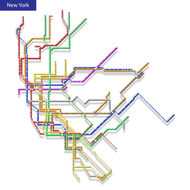 Vector kaart van de metro van new york. sjabloon voor stadsvervoer