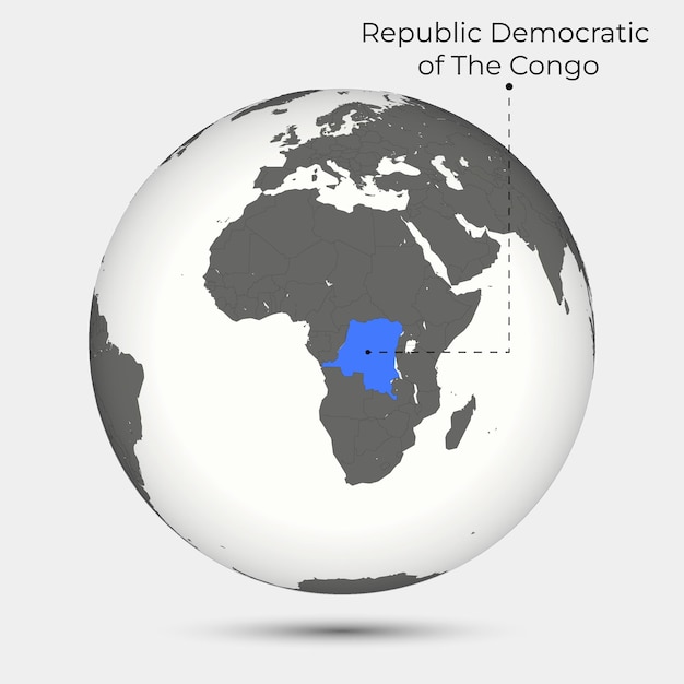 Kaart van de RDC met positie op de aardbol