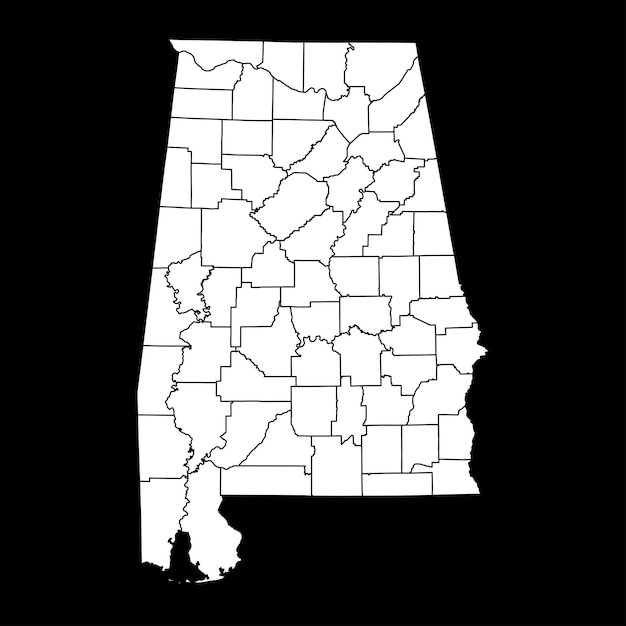 Kaart van de staat Alabama met provincies Vector illustratie