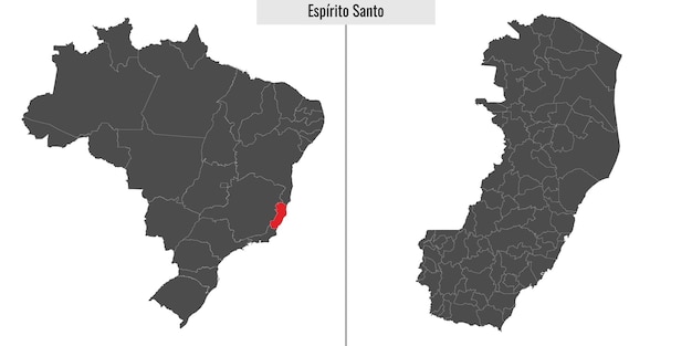 Kaart van de staat Espirito Santo in Brazilië