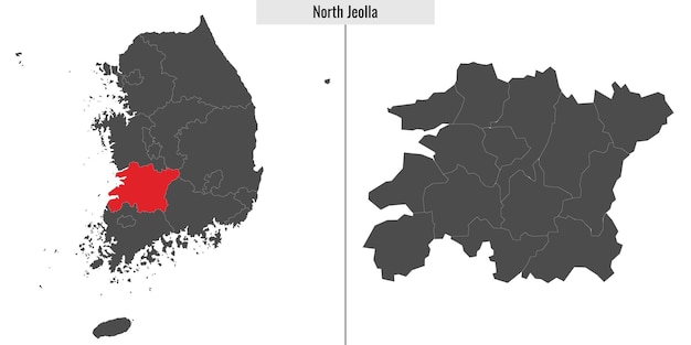 Kaart van de staat North Jeolla in Zuid-Korea