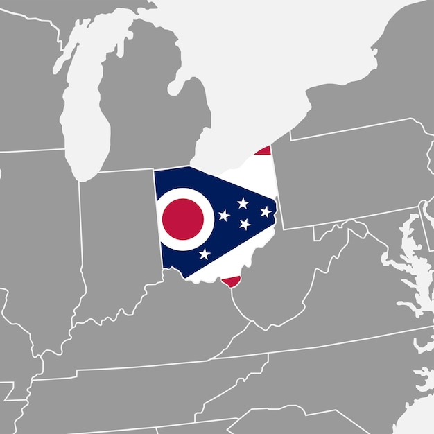 Kaart van de staat Ohio met vlag Vector illustratie