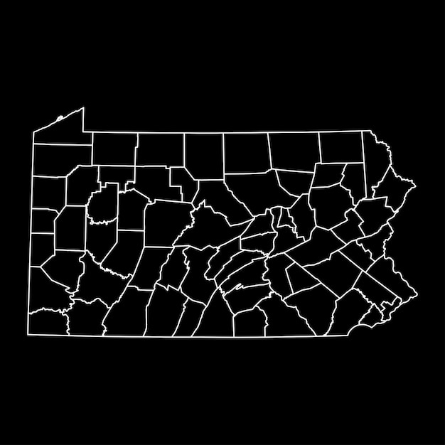 Vector kaart van de staat pennsylvania met provincies vector illustratie