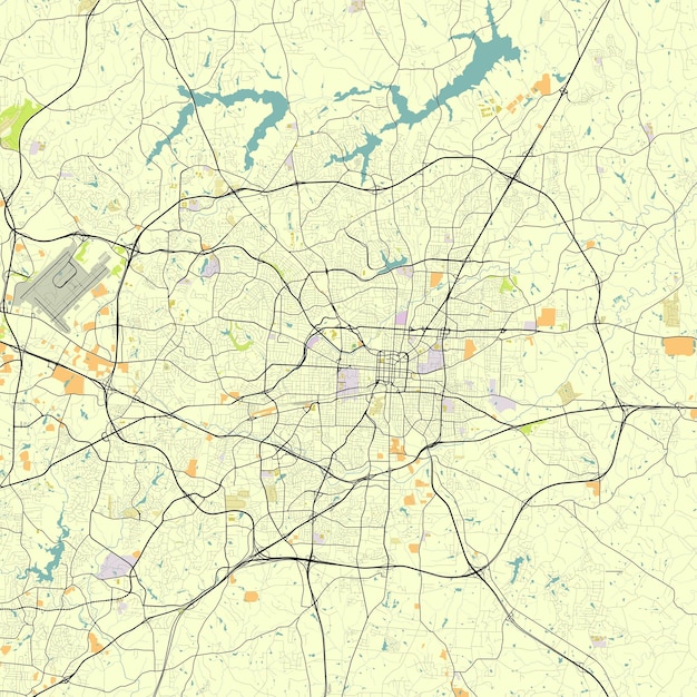 Kaart van de stad Greensboro Noord-Carolina VS