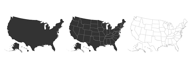 Kaart van de V.S. met deelstaten. Vector illustratie. Verenigde Staten van Amerikaanse kaart.