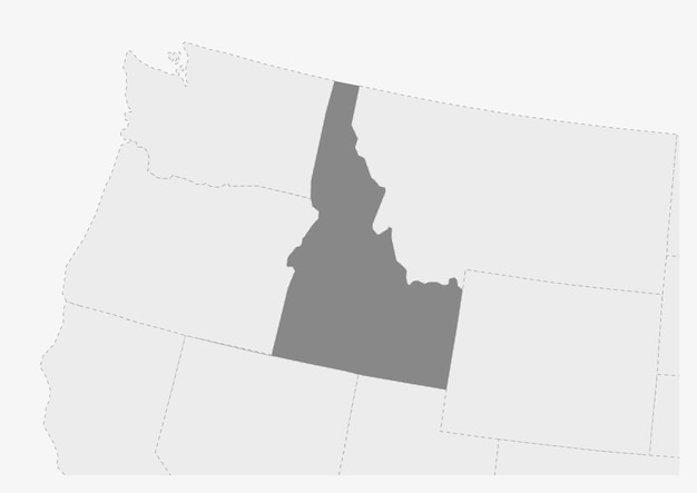 Kaart van de VS met gemarkeerde kaart van de staat Idaho