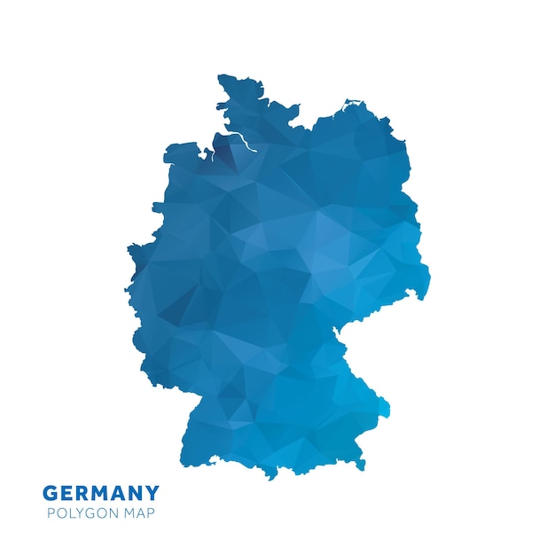 Kaart van Duitsland Blauwe geometrische veelhoekkaart