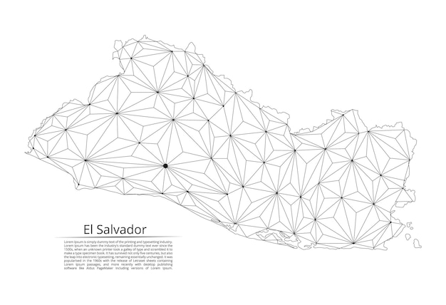 Kaart van El Salvador-verbinding Vector lowpoly-afbeelding van een wereldkaart met lichten in de vorm van steden