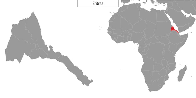 kaart van Eritrea en locatie op de kaart van Afrika Vectorillustratie