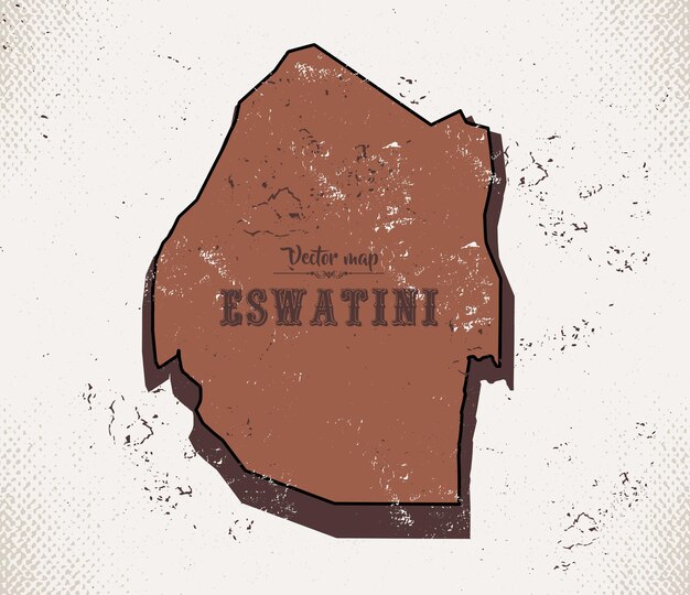 Kaart van Eswatini in de oude stijl bruine graphics in retro westerse stijl