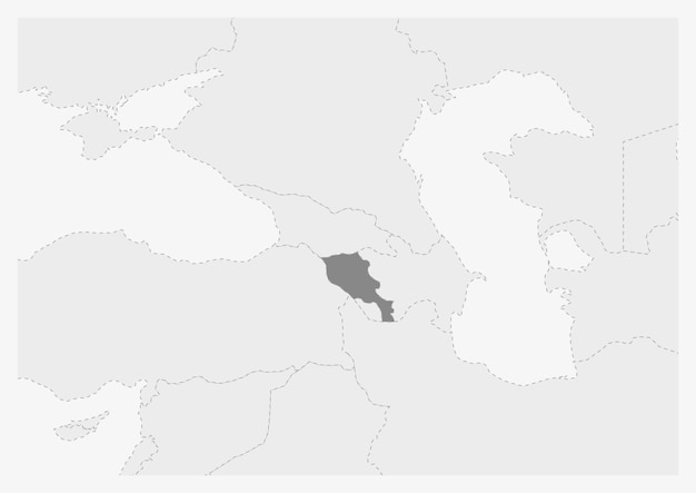 Kaart van europa met gemarkeerde kaart van armenië