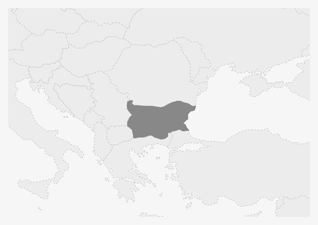 Kaart van Europa met gemarkeerde kaart van Bulgarije