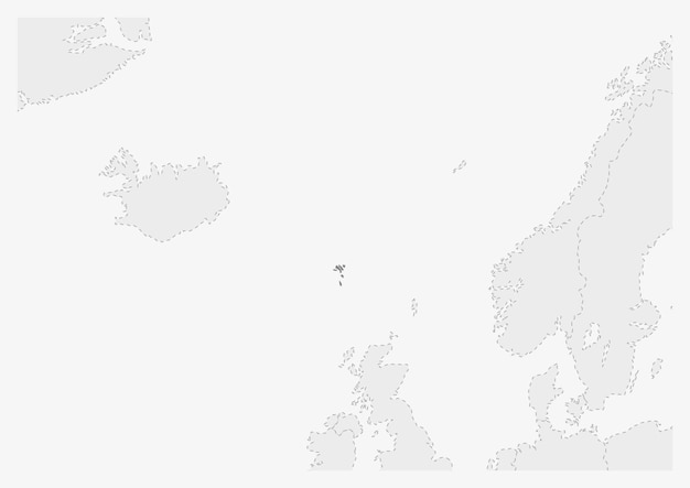 Kaart van europa met gemarkeerde kaart van de faeröer