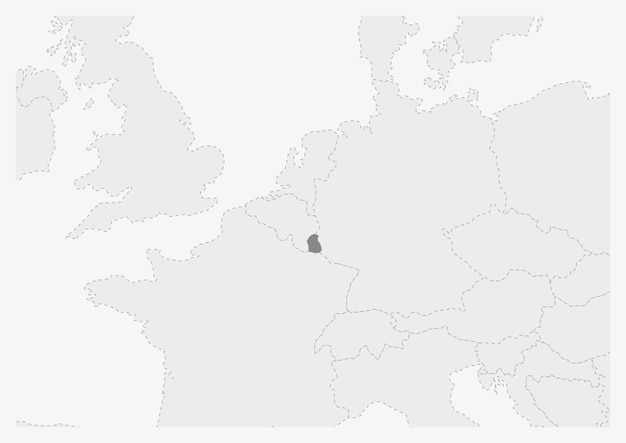 Kaart van Europa met gemarkeerde kaart van Luxemburg