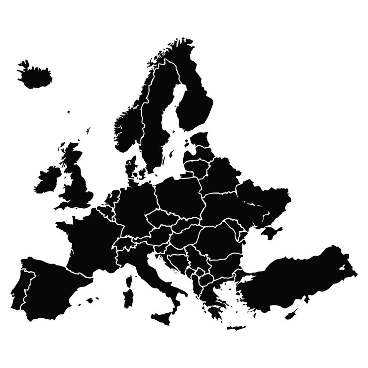 Vector kaart van europa van hoge kwaliteit