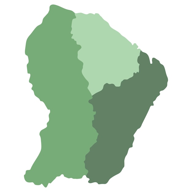 Kaart van Frans-Guyana Kaart van het Frans-Guiana in drie hoofdregio's in veelkleurige kleur