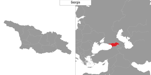 kaart van Georgië en locatie op de kaart van Europa Vectorillustratie