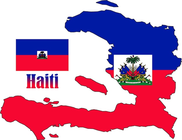 Kaart van Haïti en de Vlag