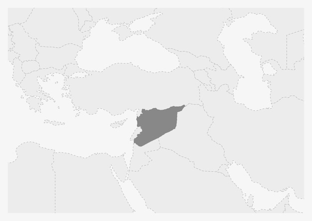 Kaart van het Midden-Oosten met gemarkeerde kaart van Syrië