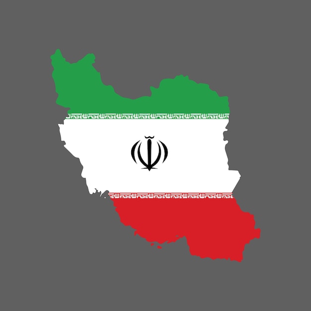 Kaart van Iran met Iraanse nationale vlag Vector illustratie op grijze achtergrond