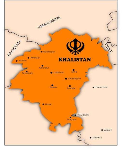 Vector kaart van khalistan