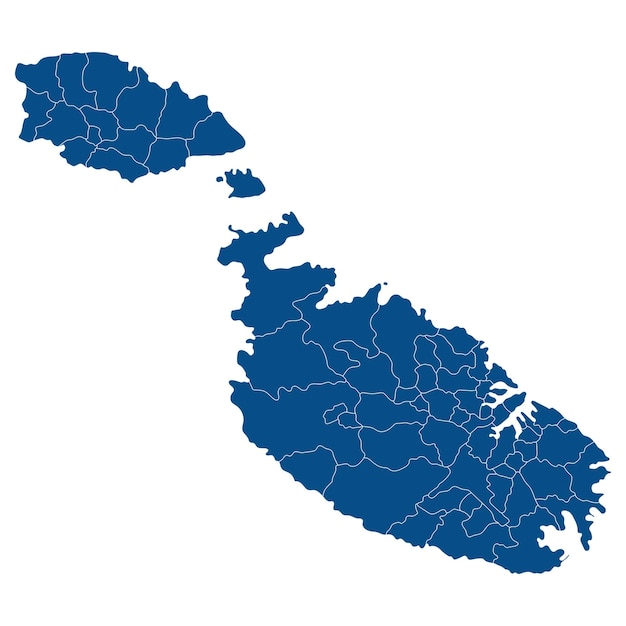 Vector kaart van malta kaart van malta in administratieve provincies in blauwe kleur