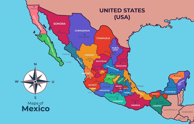 Vector kaart van mexico