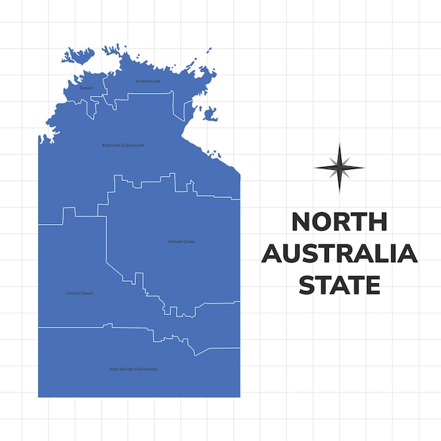 Kaart van Noord-Australië Kaart van de staat in Australië