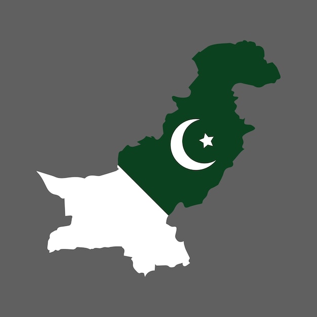 Kaart van Pakistan met Pakistaanse vlag op grijze achtergrond Vector illustratie