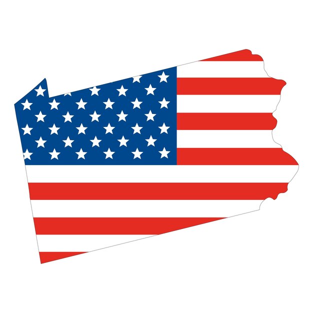 Kaart van Pennsylvania met de vlag van de Verenigde Staten