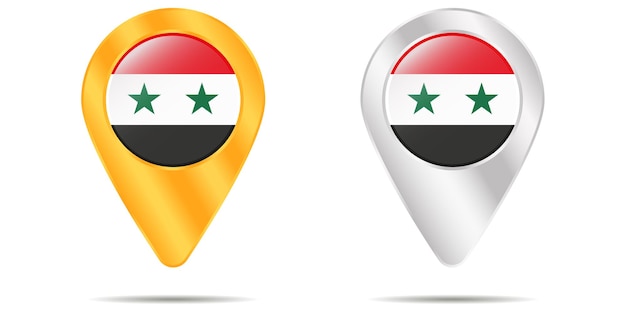 Kaart van pinnen met vlag van Syrië. Op een witte achtergrond. vector illustratie