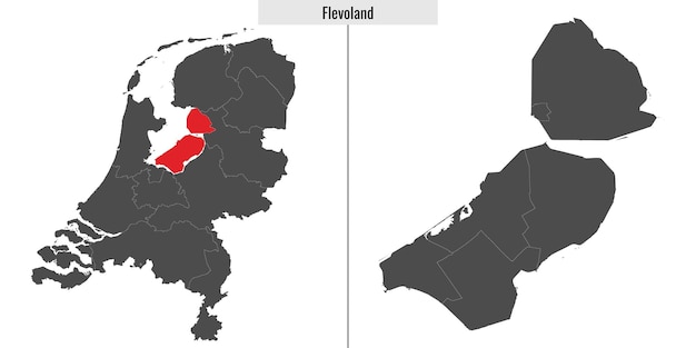 Kaart van regio flevoland in nederland