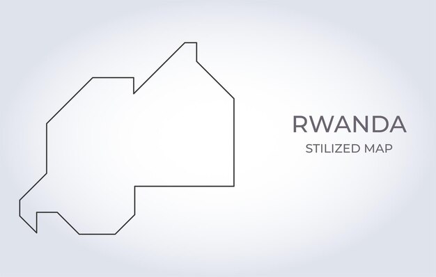 Kaart van Rwanda in een gestileerde minimalistische stijl