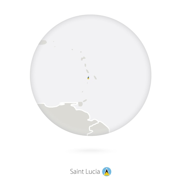 Kaart van Saint Lucia en nationale vlag in een cirkel Saint Lucia kaartcontour met vlag Vectorillustratie