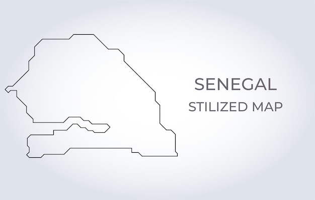 Kaart van Senegal in een gestileerde minimalistische stijl