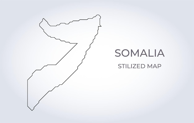 Kaart van Somalië in een gestileerde minimalistische stijl