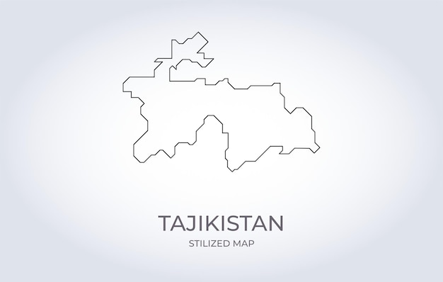 Kaart van Tadzjikistan in een gestileerde minimalistische stijl