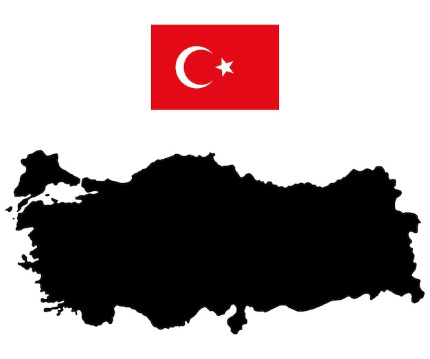 Kaart van Turkije en de officiële vlag op een witte achtergrond