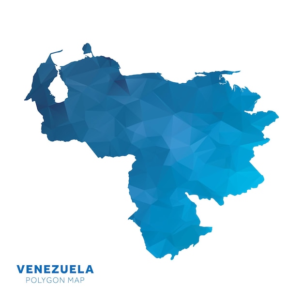 Kaart van Venezuela Blauwe geometrische veelhoekkaart