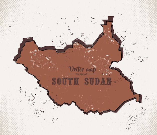 Kaart van Zuid-Soedan in de oude stijl bruine graphics in retro westerse stijl