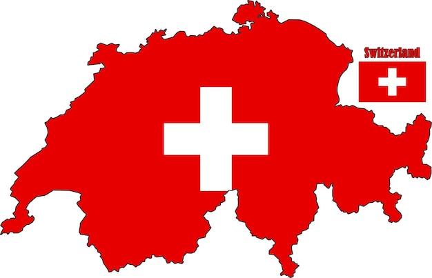 Vector kaart van zwitserland en vlag