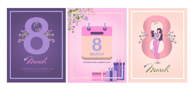 Kaart voor de internationale moederdag vectorillustratie voor maart met bloemen en groeten ba...
