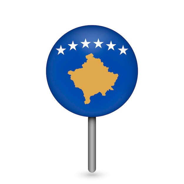 Kaartaanwijzer met contry Kosovo Kosovo vlag Vector illustratie